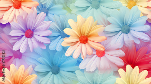 Whimsical Daisies in a Rainbow Gradient © Asep