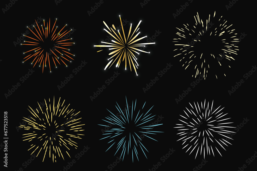 set of firecracker and end year elements, collection of firecrackers. end of year sale decoration vector illustration - obrazy, fototapety, plakaty 