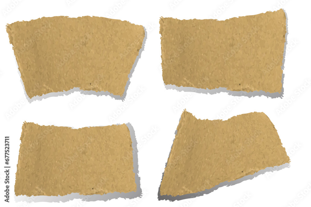 vector set of ancient torn paper. note paper, old paper maps. concept of torn vintage map or