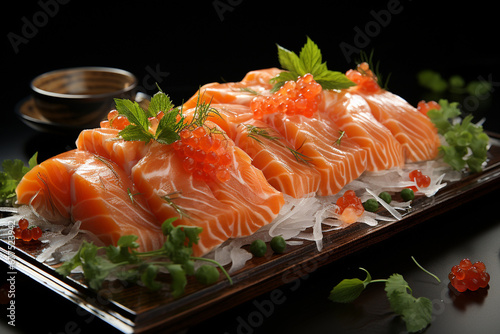 Salmon sashimi.