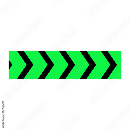 green square banner with arrow