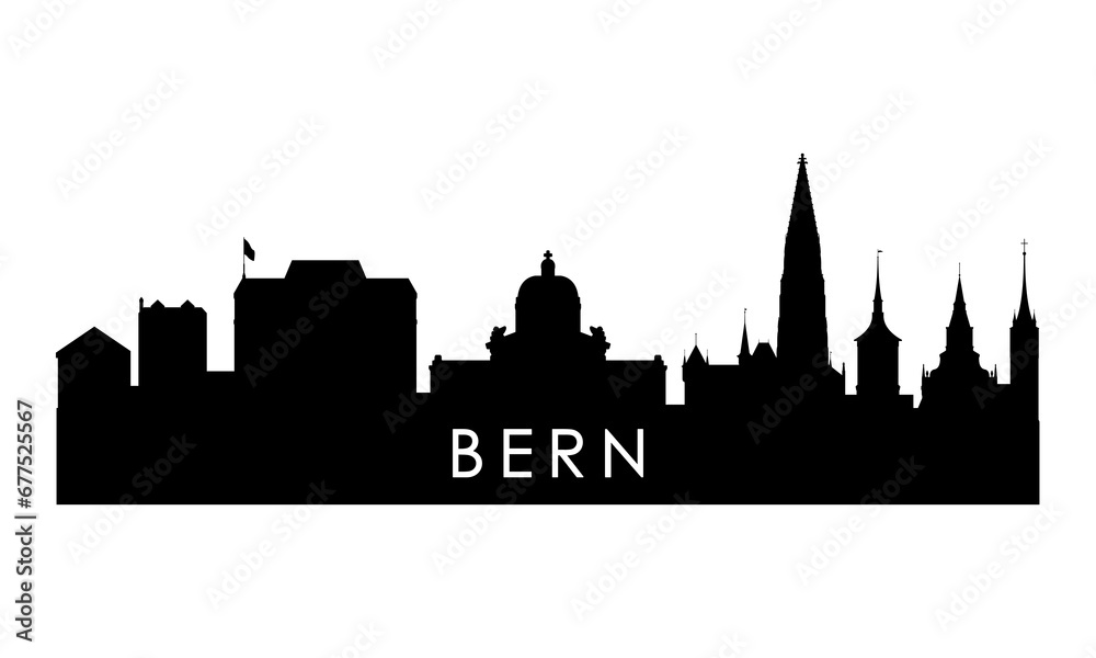 Bern skyline silhouette. Black Bern city design isolated on white background.