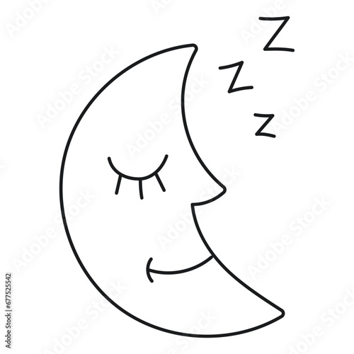 Sleeping moon illustration