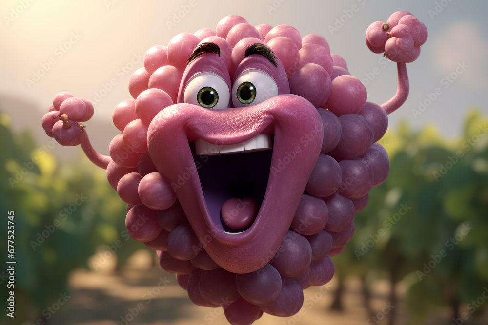 A cheerful lively branch of ripe grapes with a smile on its face in the vegetable garden. A cheerful lively branch of ripe grapes with a smile on its face in the vegetable garden.