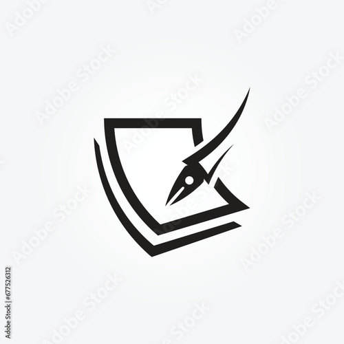 pen with paper logo vector icon design, classic stationery illustration