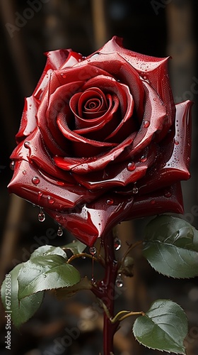 red rose with drops of water