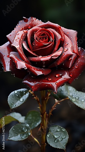 red rose in water