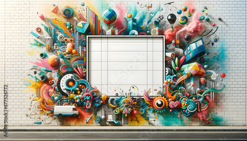 A wall with vibrant graffiti, representing modern art and urban culture. 