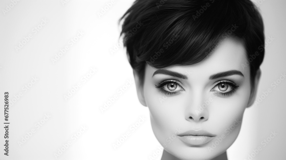 Woman close-up retro portrait in studio closeup, 1960s fashion Woman close-up retro portrait in studio closeup, 1960s fashion