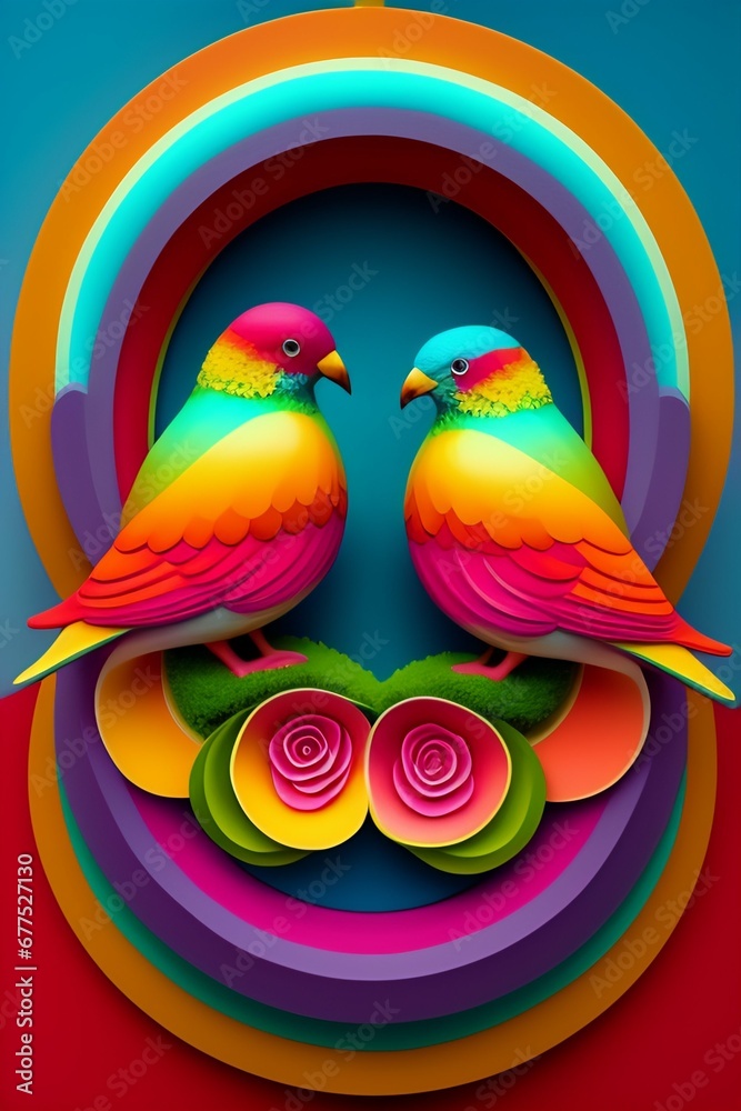 colorful background with birds