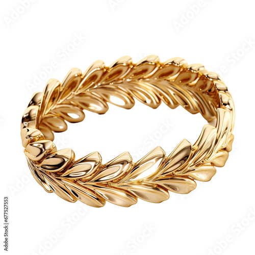 Beautiful designed gold bracelet isolated on transparent background