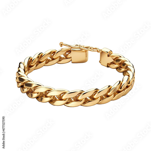 Beautiful designed gold bracelet isolated on transparent background photo