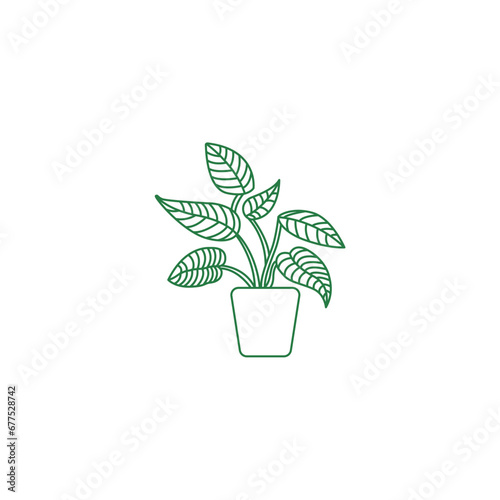 plant icon with a green outline set