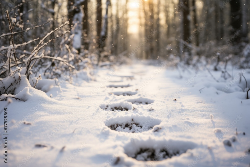 Fototapeta premium Winter Wildlife Tracks - Generative AI