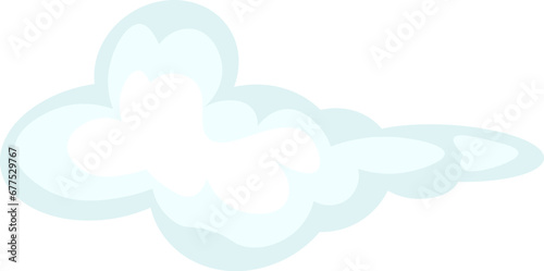 Xmas fluffy cloud. Xmas winter long elongated cloud in cartoon style. Festive New Year vector icon isolated on white background for decoration of holiday design
