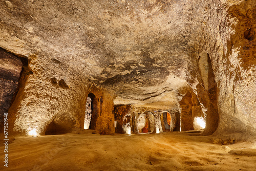 Food storage cave. Ancient underground city of Kaymakli. Cappadocia, Turkey photo