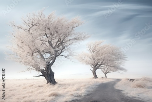 Winter Windswept Trees - Generative AI © Sidewaypics