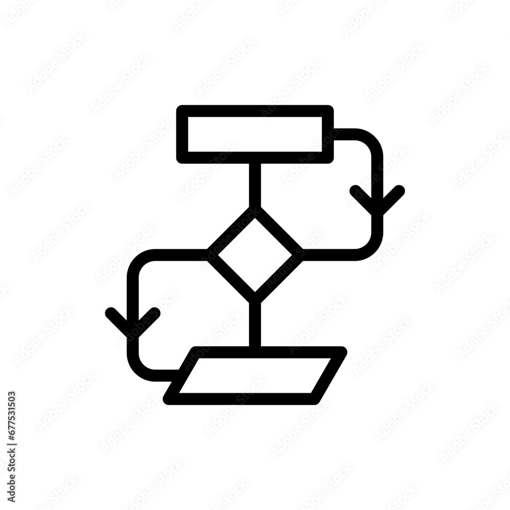 Flow chart project development icon with black outline style. infographic, diagram, business, element, template, step, graphic. Vector Illustration Flow chart project development icon with black outline style. infographic, diagram, business, element, template, step, graphic. Vector Illustration