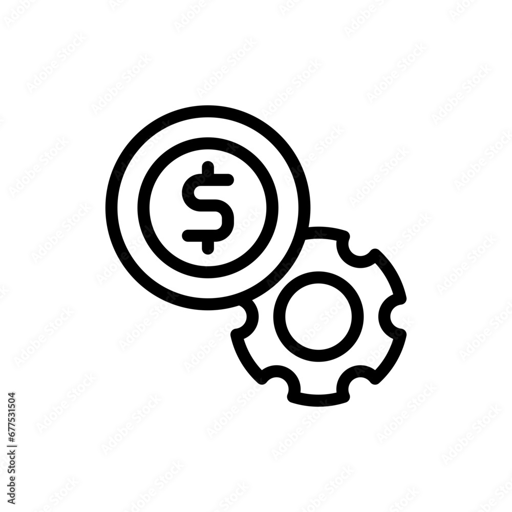 Finance management project development icon with black outline style. business, finance, financial, management, technology, analysis, concept. Vector Illustration