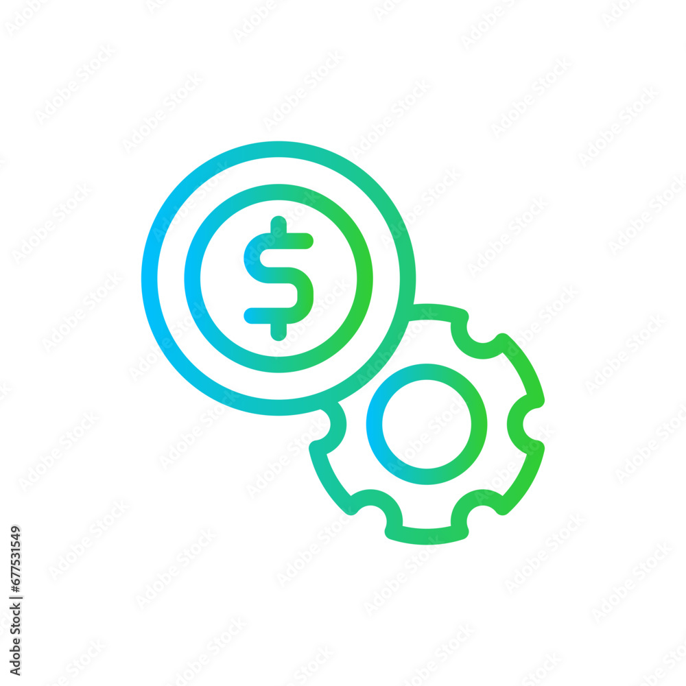 Finance management project development icon with blue and green gradient outline style. business, finance, financial, management, technology, analysis, concept. Vector Illustration Finance management project development icon with blue and green gradient outline style. business, finance, financial, management, technology, analysis, concept. Vector Illustration