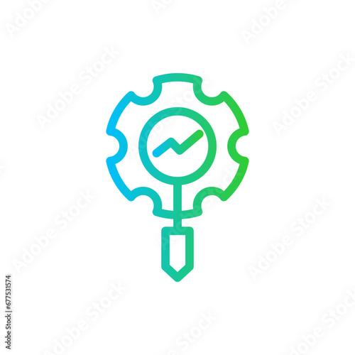 Development project development icon with blue and green gradient outline style. technology, computer, digital, software, business, developer. Vector Illustration