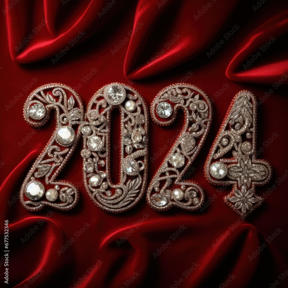 2024 formed with luxury diamonds on red velvet
2024 formed with luxury diamonds on red velvet