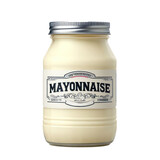Jar of mayonnaise isolated on white transparent background, PNG