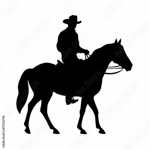 Cowboy on a horse black icon on white background. Cowboy on a horse silhouette