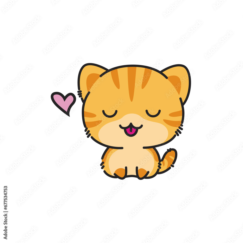 vector cute kitten flat design