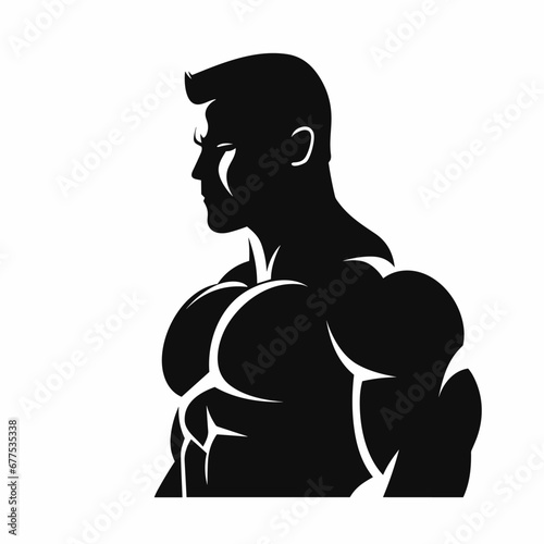 Bodybuilder black icon on white background. Bodybuilder silhouette