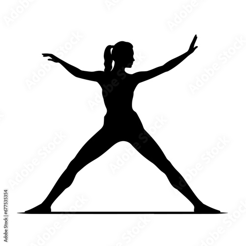 Woman practicing yoga black icon on white background. Woman poses yoga silhouette
