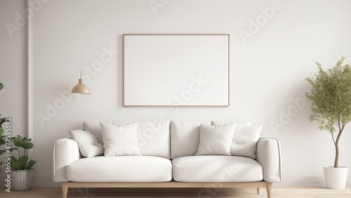 Mockup frame in living room interior 02, Generative AI, Generative, AI © Hala