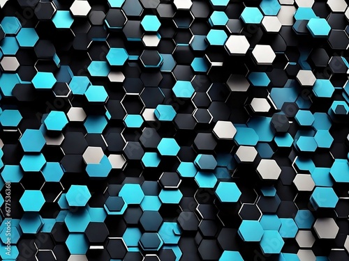 Abstract futuristic digital geometric technology hexagonal banner background illustration. Generative Ai