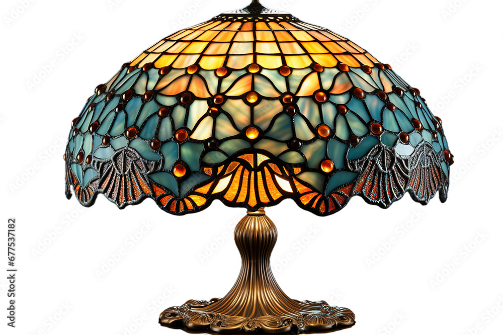 Art Deco Table Lamp isolated with clipping path isolated on a Transparent background. Generative AI Art Deco Table Lamp isolated with clipping path isolated on a Transparent background. Generative AI
