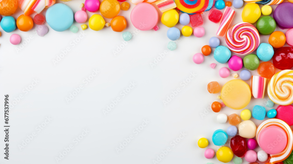 Colorful candy background banner, copy space photo