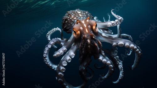 black octopus in the sea photo
