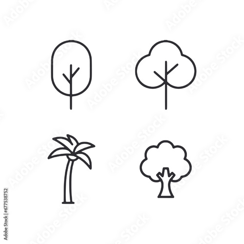 set of trees icon isolated on white