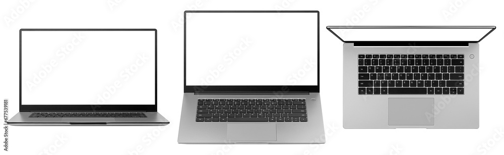 Laptop with blank screen, computer isolated on white background, full depth of field Laptop with blank screen, computer isolated on white background, full depth of field