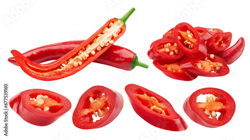red hot Chili Peppers isolated on white background, full depth of field photo