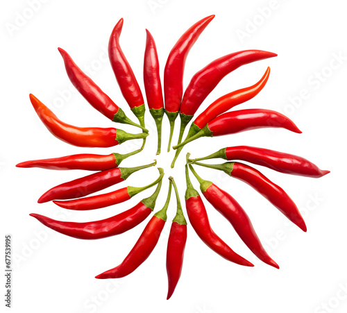 Organic fresh red Chilis spur pepper png dicut. ingredients for cook. isolated background.