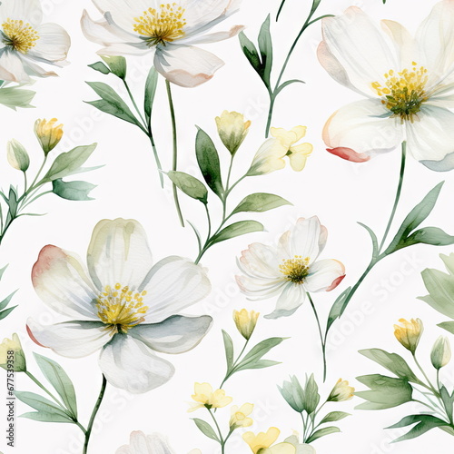 white flowers watercolor seamless patterns  watercolor picture of flowers  floral