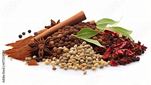 Spices isolated on white background