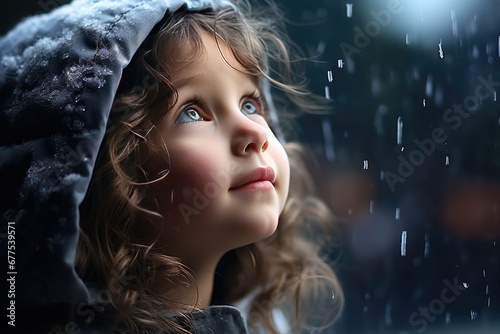 Captivating Photo Of Little Girl Observing Snowfall