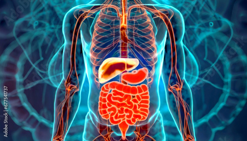 3D Visualization Illustration of Man's Pancreas Anatomy, 3D Exploration of the Pancreatic Anatomy in Man's Digestive System, Generative AI