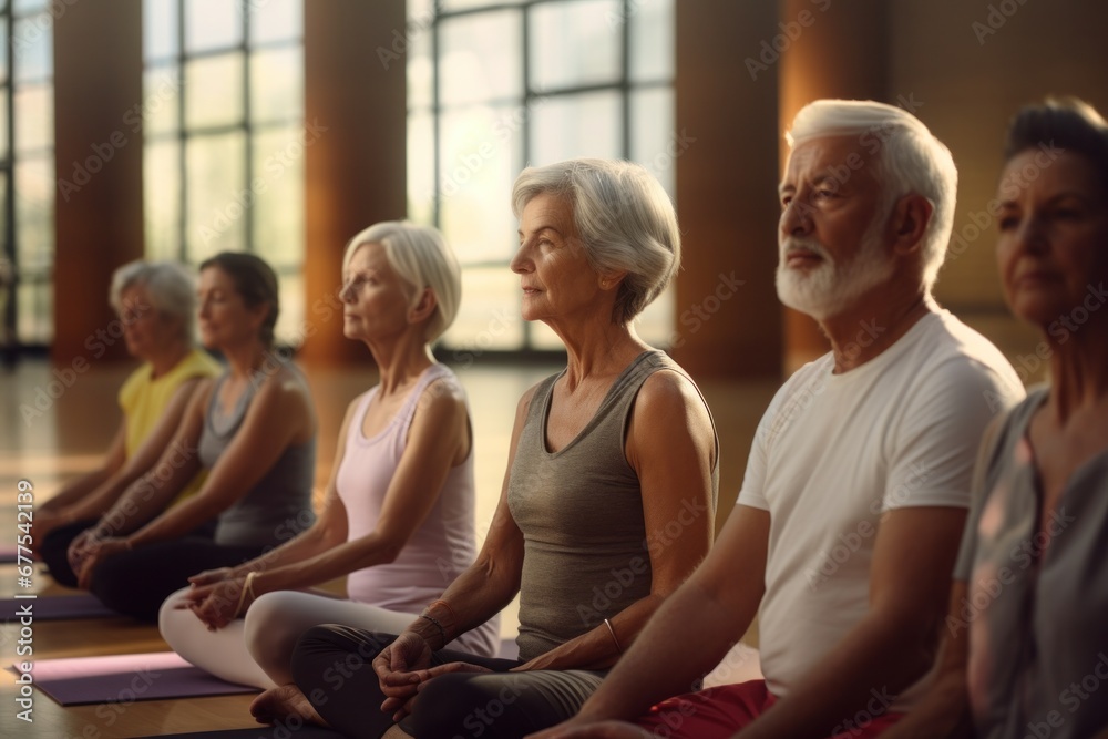 The elderly people in the house were eager to stand and do yoga together. The concept of active aging