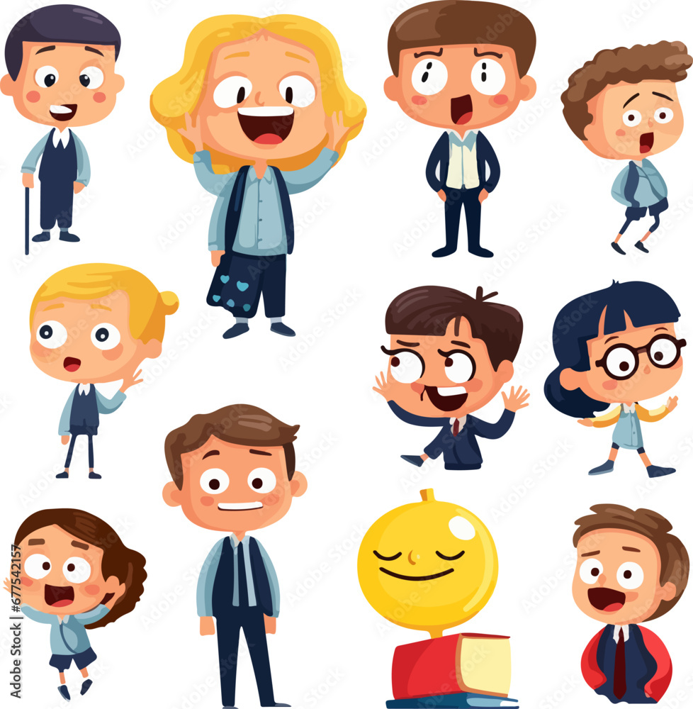 Emoticons or illustrations showing different emotions related to school life Emoticons or illustrations showing different emotions related to school life