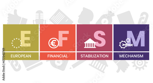 EFSM - european financial stabilisation mechanism acronym business concept background. vector illustration concept with keywords and icons. lettering illustration with icons for web banner, flyer photo