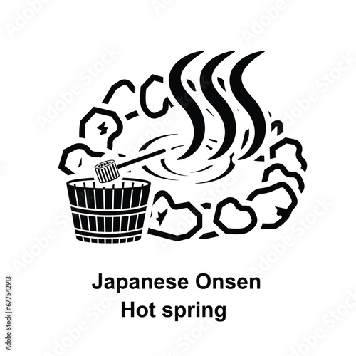 Japanese onsen icon. Hot spring icon isolated on background vector illustration.