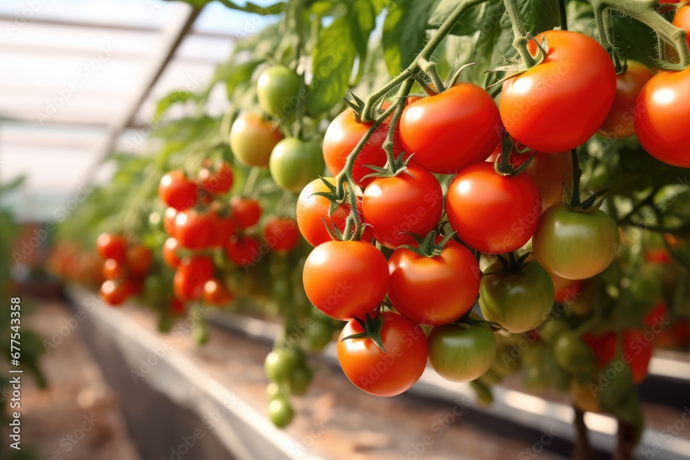 Intelligent Robots Revolutionize Tomato Crop Care In Greenhouses - obrazy, fototapety, plakaty 