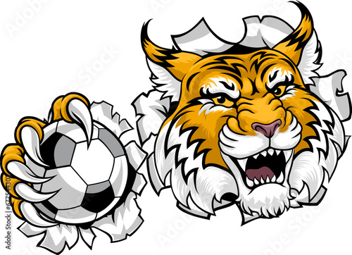A wildcat or bobcat soccer football ball animal sports team mascot